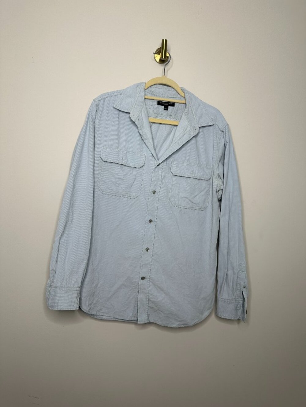 Banana Republic Blue Slim Fit Corduroy Long Sleeve Button Front Shirt Men's L